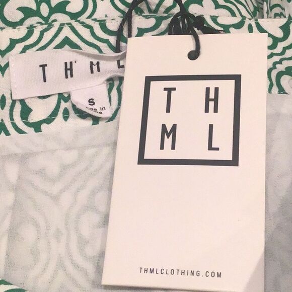 THML Green White Fleur Print 100% Cotton A line Pleated Mini Skirt NEW - Picture 14 of 16